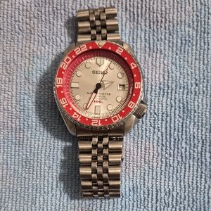 Seiko Red and Silver Marine Watch